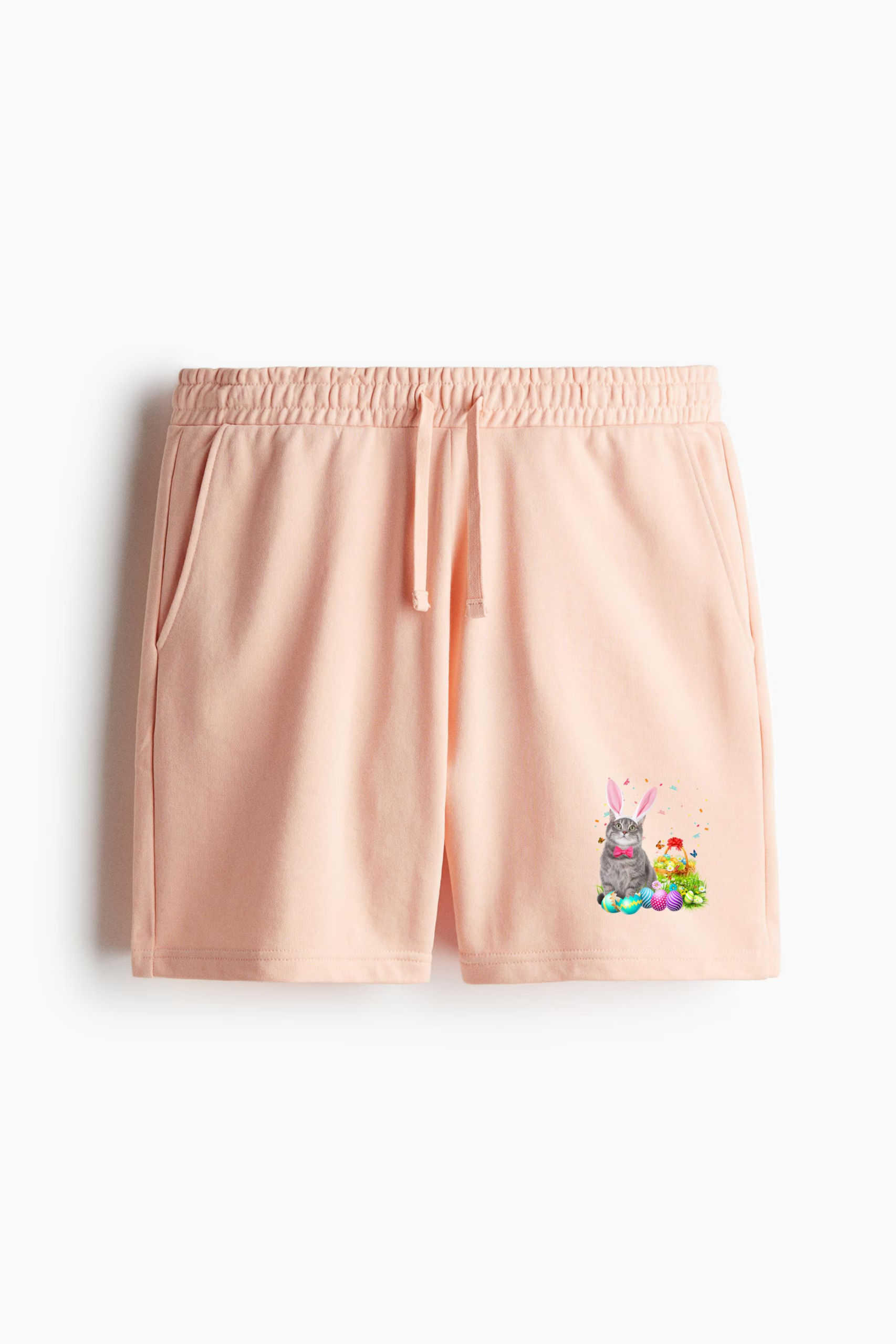 Happy Easter Cute Bunny Cat Eggs Basket Men Women Funny Gift Relaxed-Fit Shorts