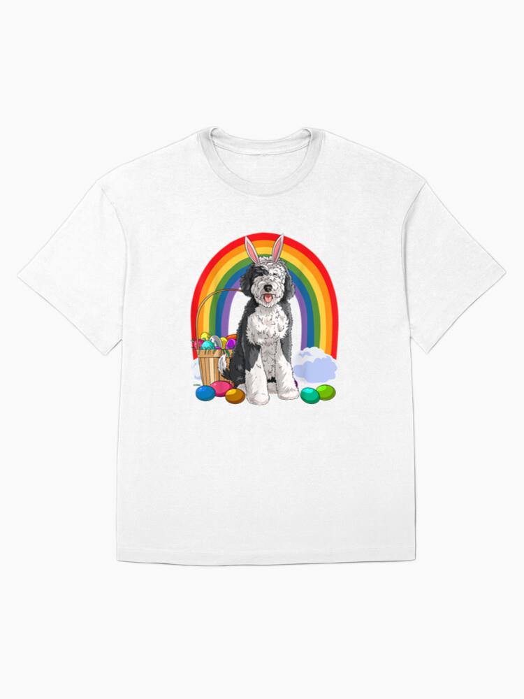 Sheepadoodle Happy Easter Eggs Bunny Dog Cotton T-Shirt - Image 4