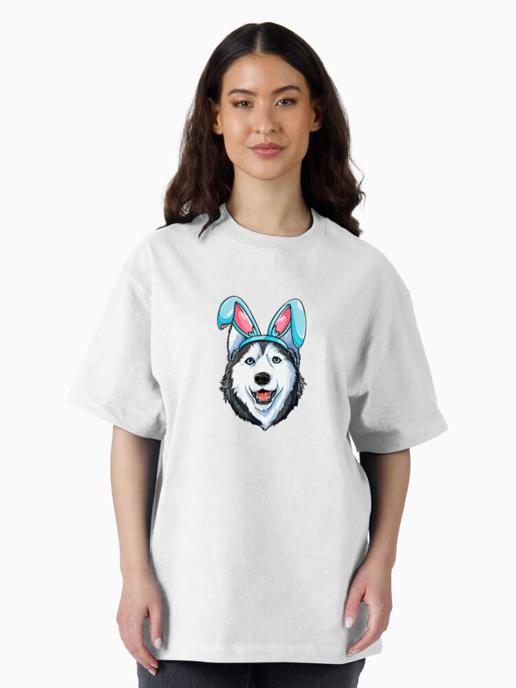 Siberian Husky Easter Bunny Boys Girls Kids Men Women Dog Cotton T-Shirt - Image 3