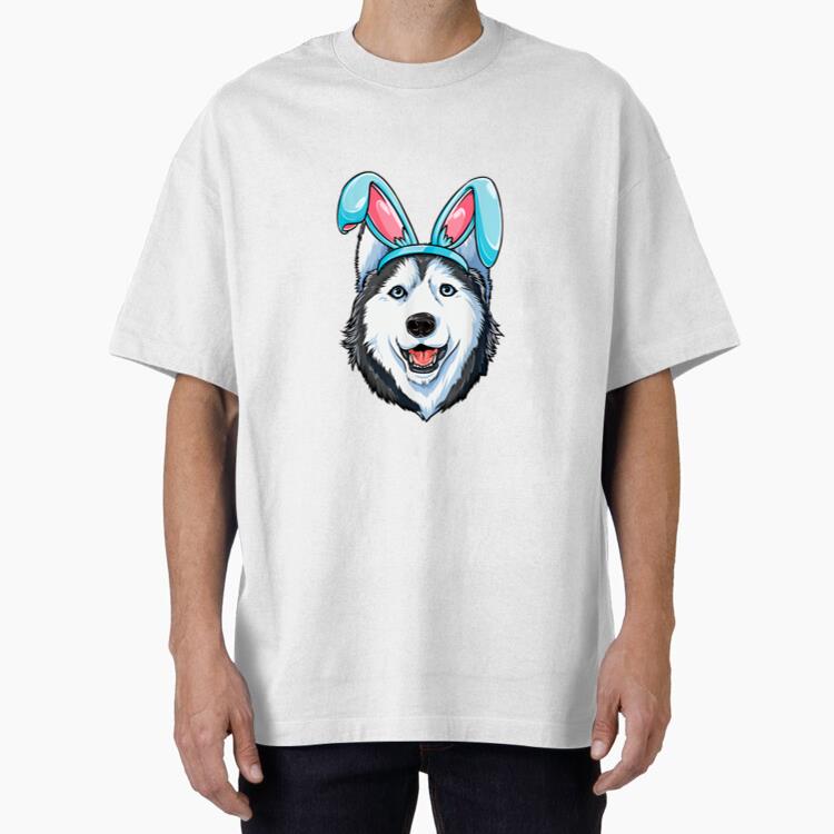 Siberian Husky Easter Bunny Boys Girls Kids Men Women Dog Cotton T-Shirt 