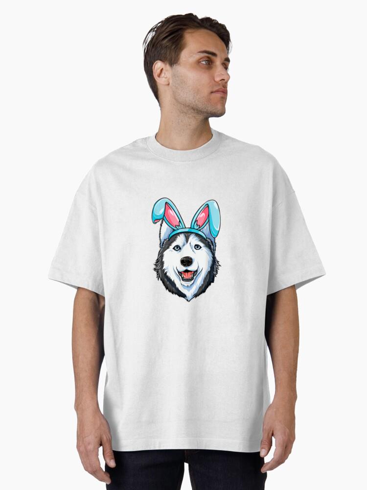 Siberian Husky Easter Bunny Boys Girls Kids Men Women Dog Cotton T-Shirt - Image 2