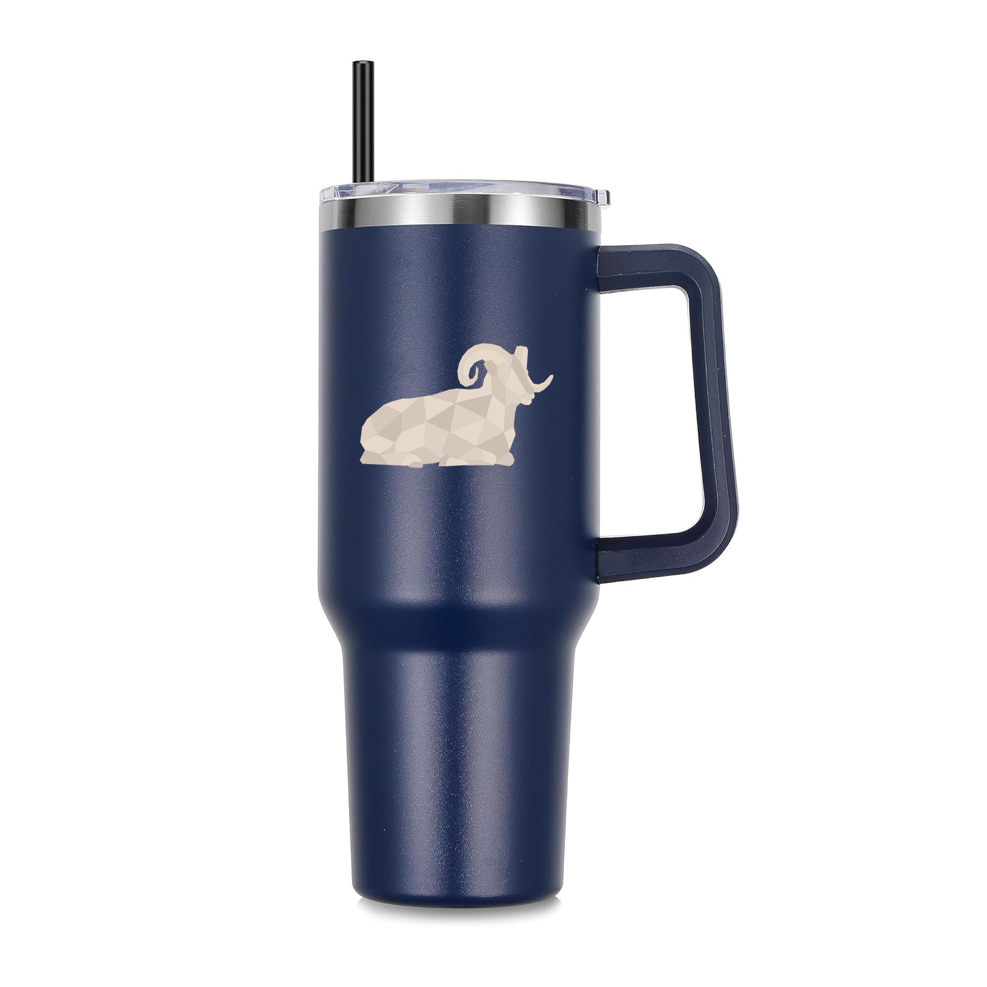 Sitting Polygonal Color Ram 40oz Stainless Steel Tumbler - Image 4