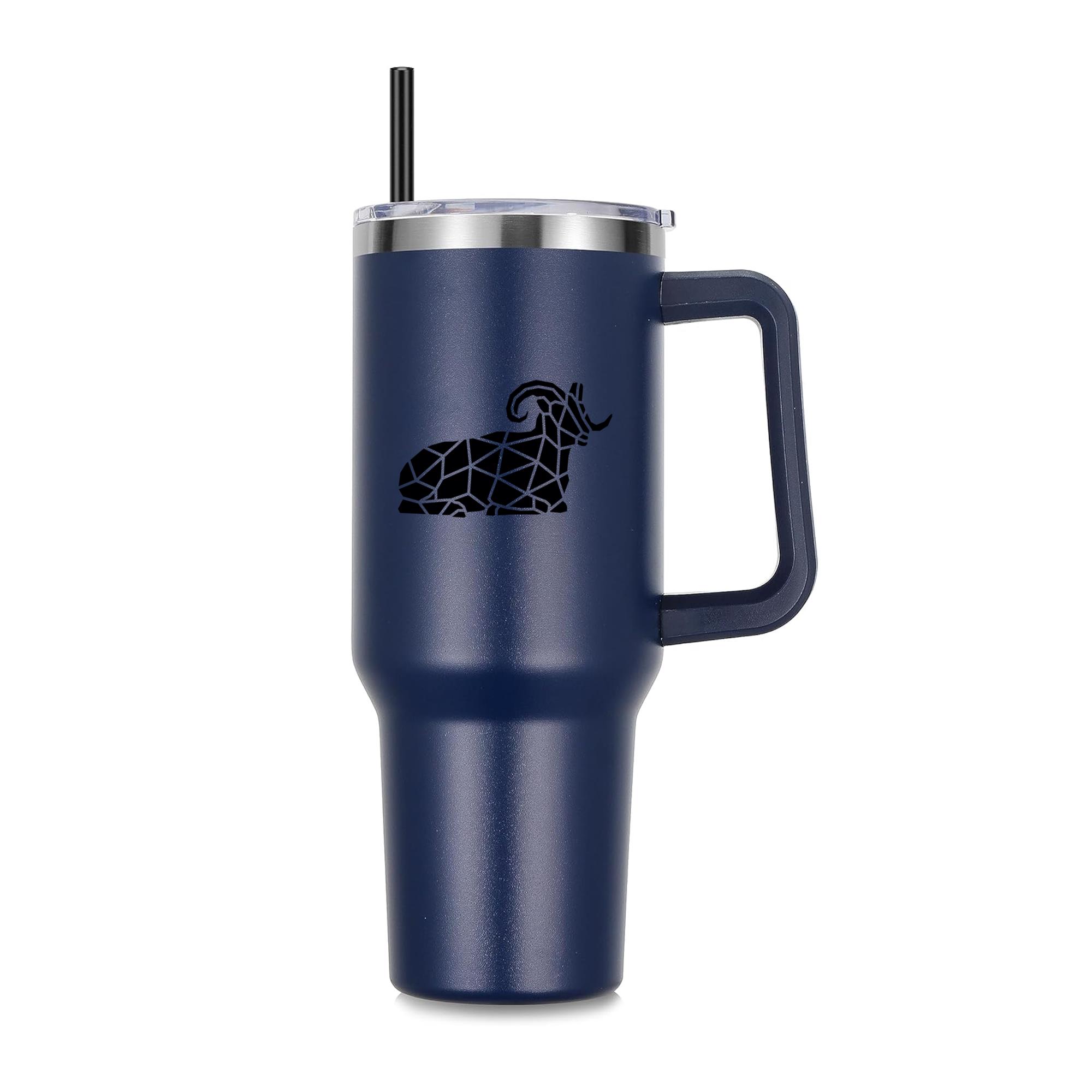 Sitting Polygonal Ram Silhouette 40oz Stainless Steel Tumbler - Image 4