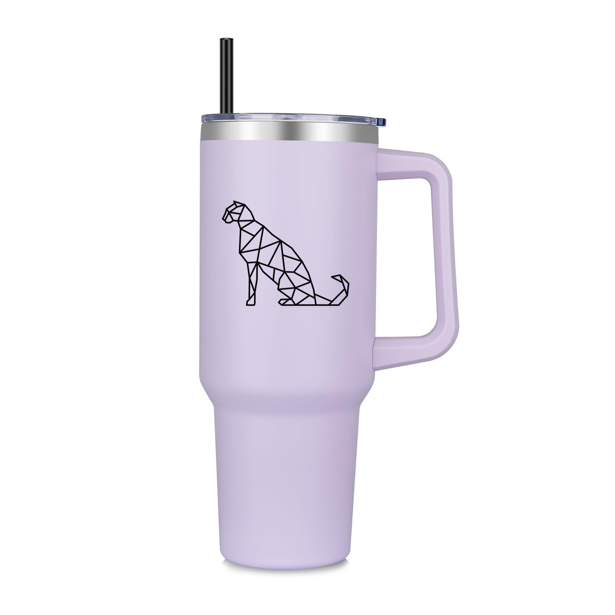 Sitting Polygonal Stroke Cougar 40oz Stainless Steel Tumbler