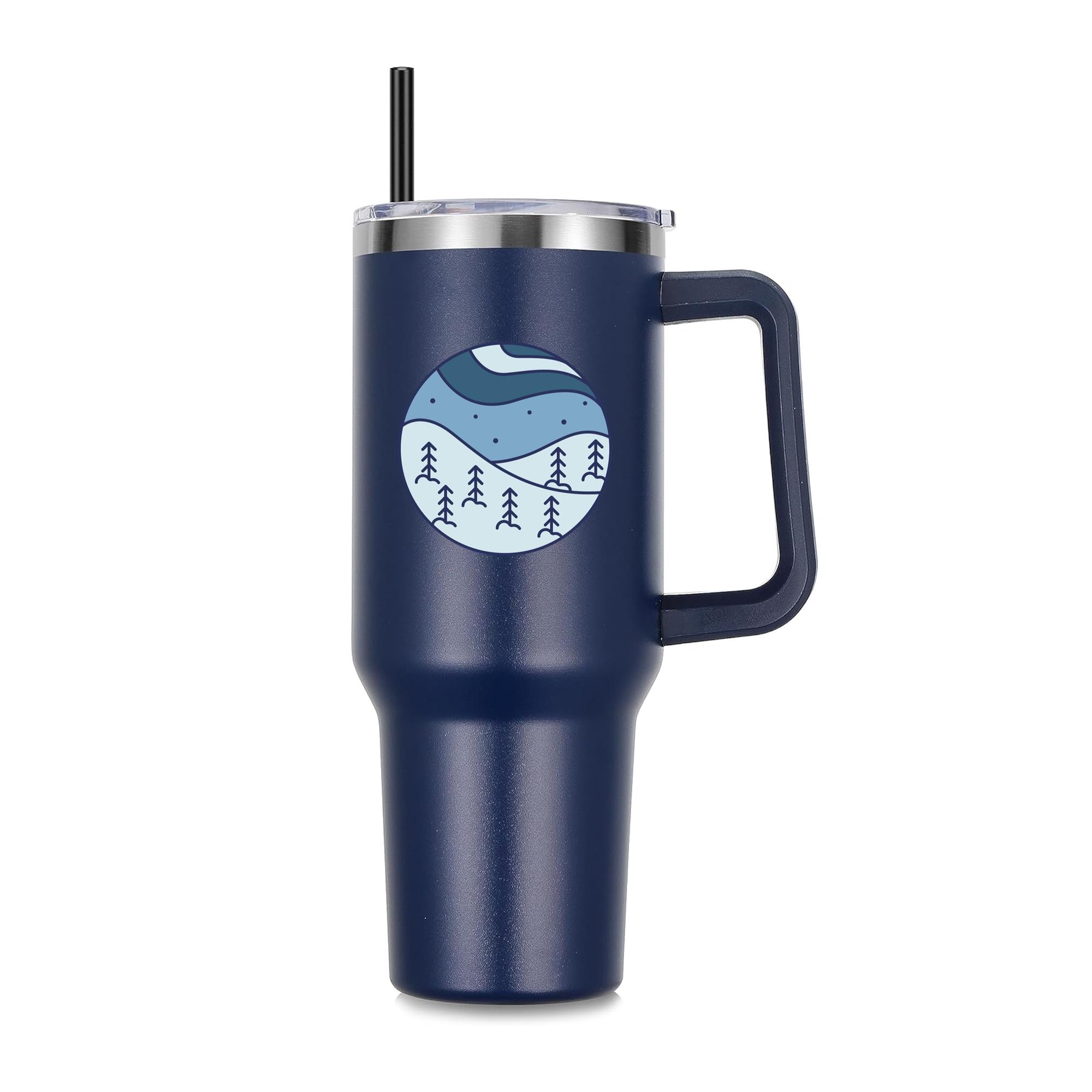 Snow Landscape Flat 40oz Stainless Steel Tumbler - Image 4