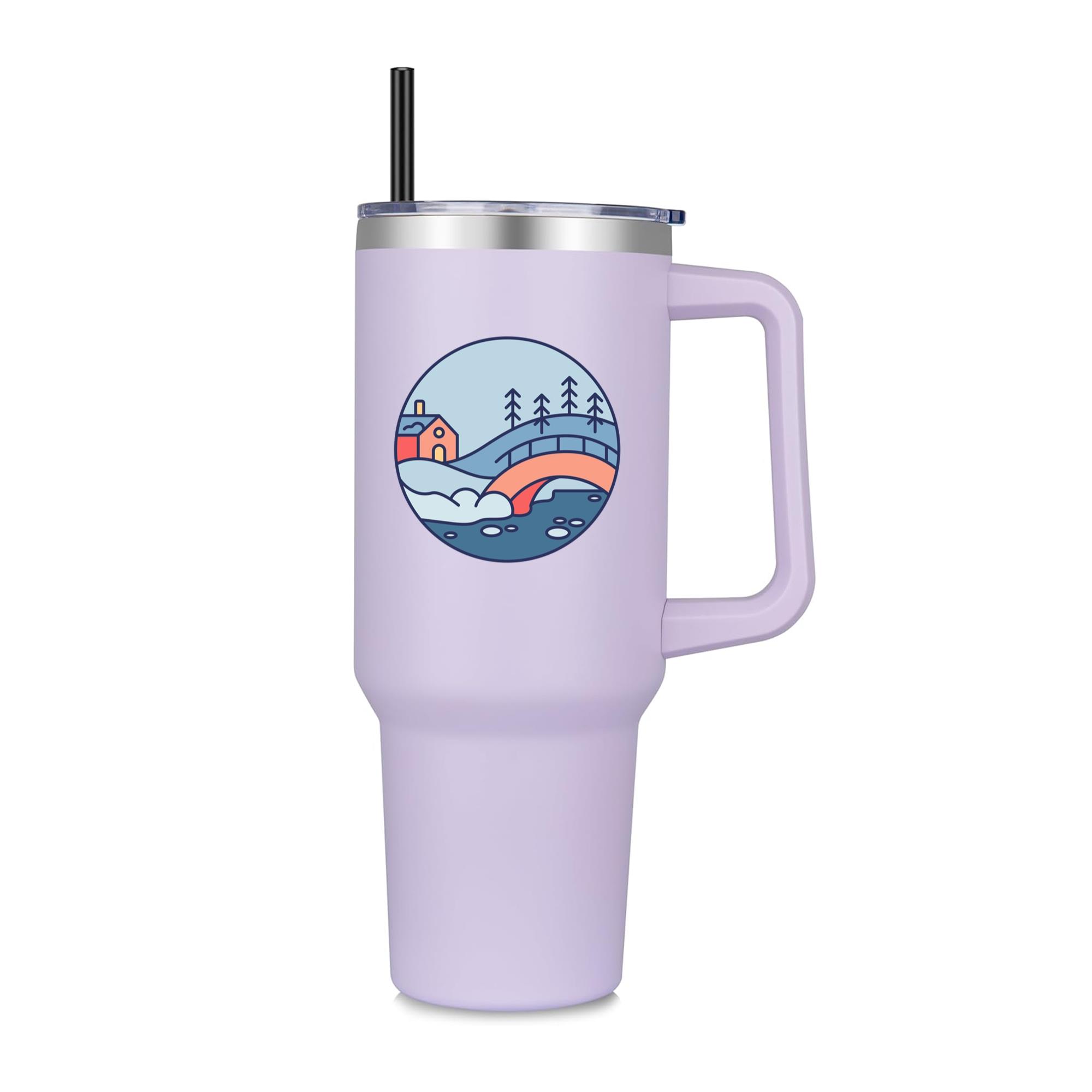 Snow Landscape House Bridge 40oz Stainless Steel Tumbler