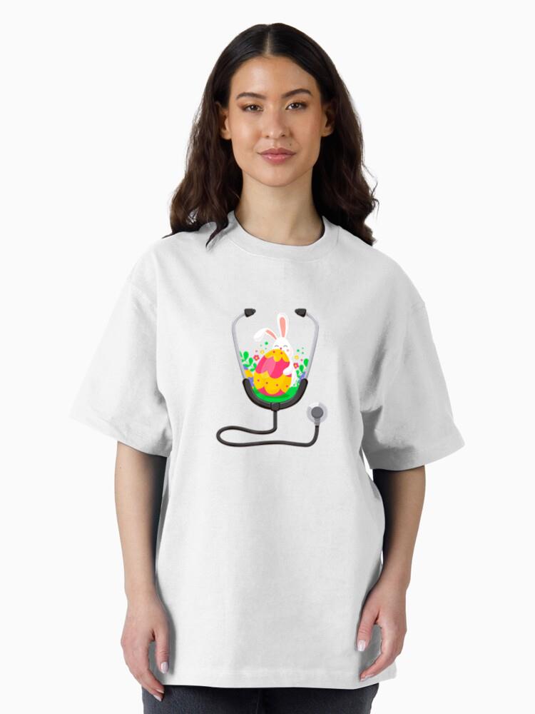 Stethoscope Nurse Doctor Bunny Easter Egg Cotton T-Shirt - Image 3