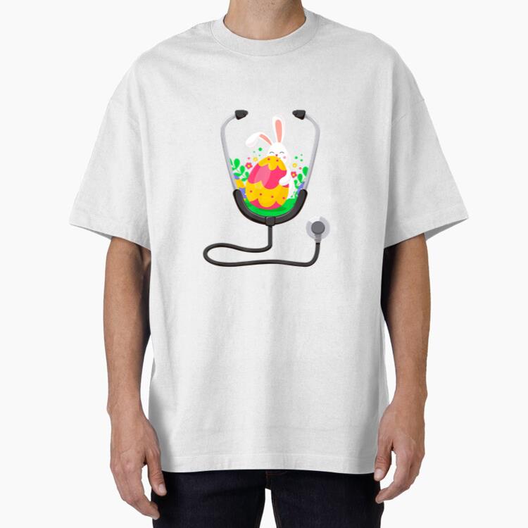 Stethoscope Nurse Doctor Bunny Easter Egg Cotton T-Shirt