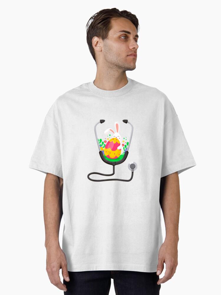 Stethoscope Nurse Doctor Bunny Easter Egg Cotton T-Shirt - Image 2