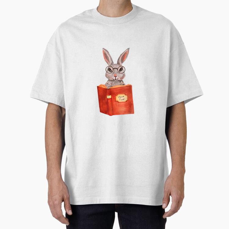 Studious Studying Bunny Book Cotton T-Shirt 