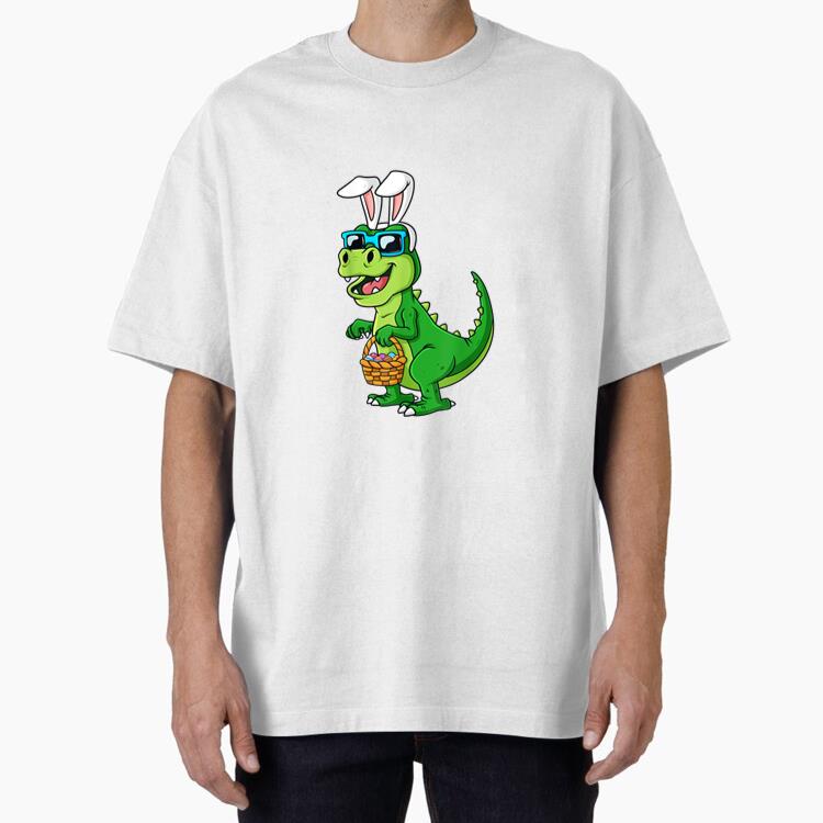 T Rex Easter Bunny With Eggs Dinosaur Cotton T-Shirt 