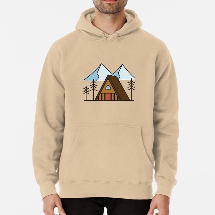 Triangular Cabin In The Mountains Color Stroke Classic Unisex Hoodie