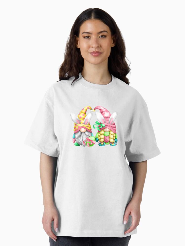 Unique Bunny Ear Gnomes For Women & Gardener For Easter Day Cotton T-Shirt - Image 3