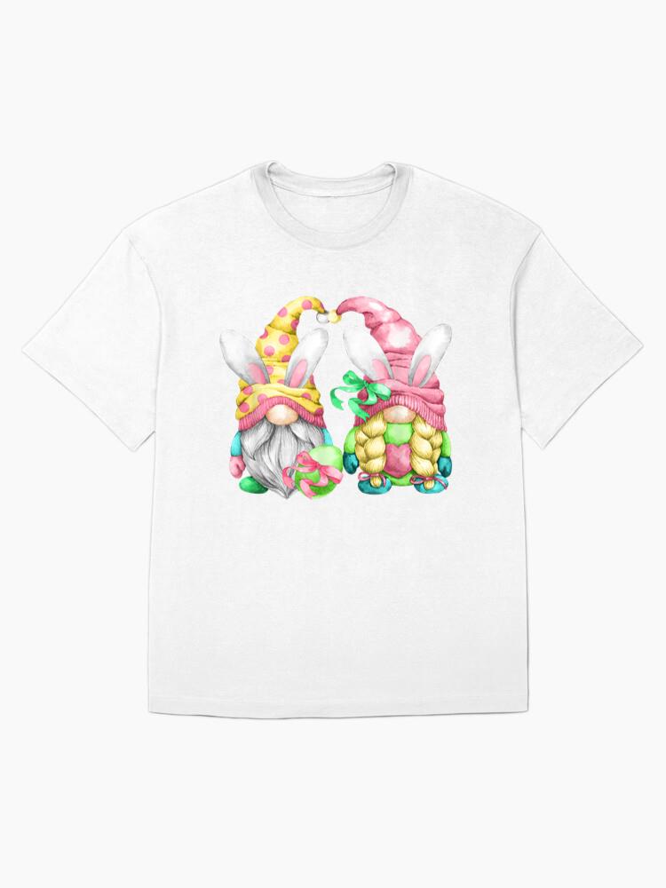 Unique Bunny Ear Gnomes For Women & Gardener For Easter Day Cotton T-Shirt - Image 4