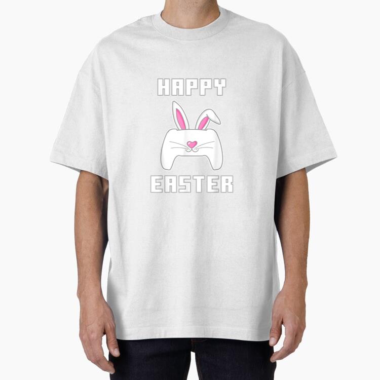 Video Gamer Bunny Controller Funny Easter Cotton T-Shirt 
