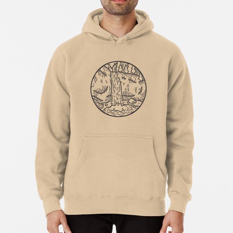 Waterfall In Mountain Stroke Landscape Classic Unisex Hoodie