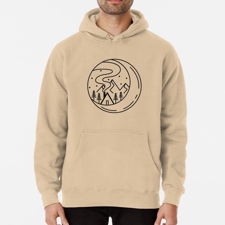 Whimsical Mountain And Cabin Illustration Classic Unisex Hoodie